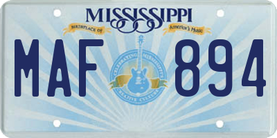 MS license plate MAF894