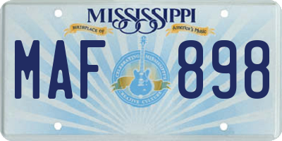 MS license plate MAF898