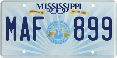 MS license plate MAF899