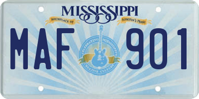 MS license plate MAF901