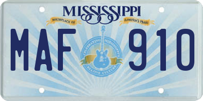 MS license plate MAF910