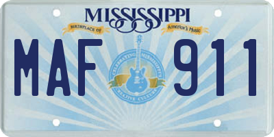 MS license plate MAF911