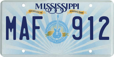 MS license plate MAF912