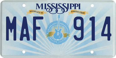 MS license plate MAF914