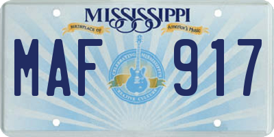 MS license plate MAF917