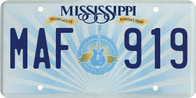 MS license plate MAF919