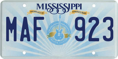 MS license plate MAF923