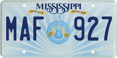 MS license plate MAF927