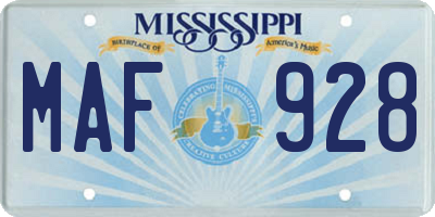 MS license plate MAF928
