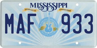 MS license plate MAF933