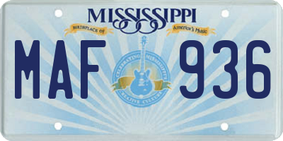 MS license plate MAF936