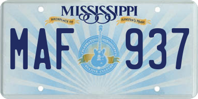 MS license plate MAF937