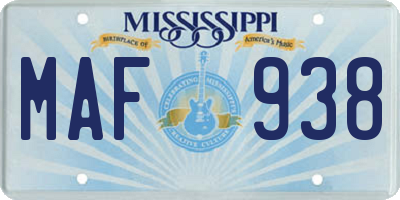 MS license plate MAF938