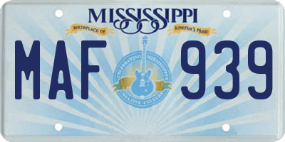 MS license plate MAF939