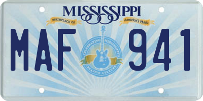 MS license plate MAF941