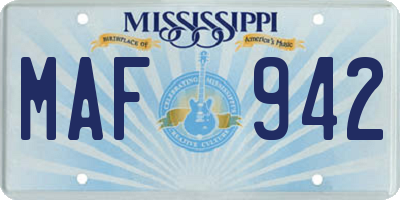 MS license plate MAF942