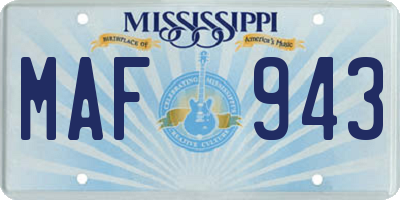 MS license plate MAF943