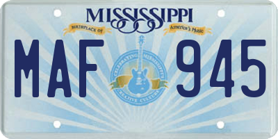 MS license plate MAF945