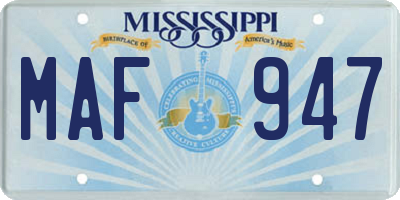 MS license plate MAF947