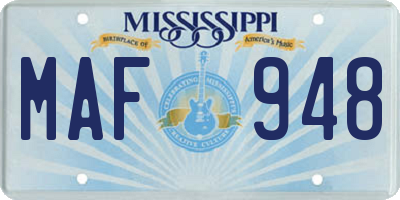 MS license plate MAF948