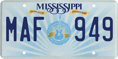 MS license plate MAF949