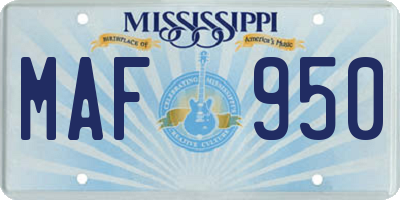 MS license plate MAF950
