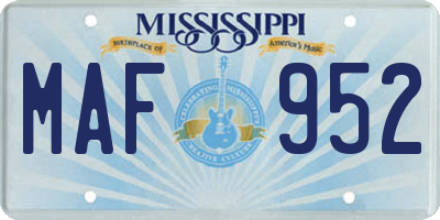 MS license plate MAF952