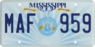 MS license plate MAF959