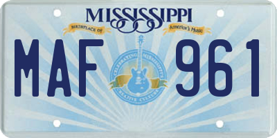 MS license plate MAF961