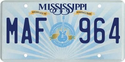 MS license plate MAF964