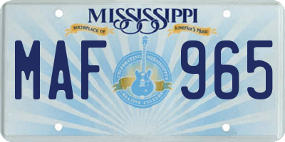 MS license plate MAF965