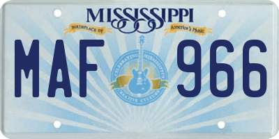 MS license plate MAF966
