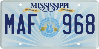 MS license plate MAF968