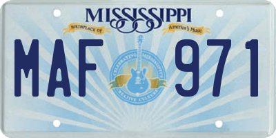 MS license plate MAF971