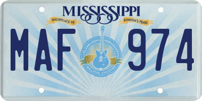 MS license plate MAF974