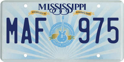MS license plate MAF975