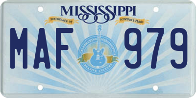 MS license plate MAF979