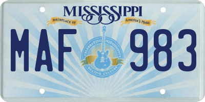 MS license plate MAF983