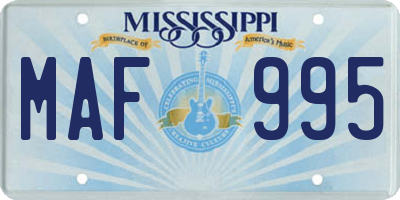 MS license plate MAF995