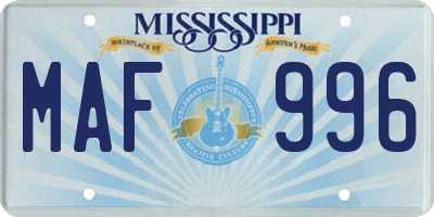 MS license plate MAF996