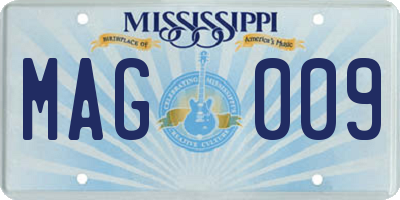 MS license plate MAG009