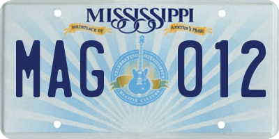 MS license plate MAG012