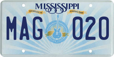 MS license plate MAG020