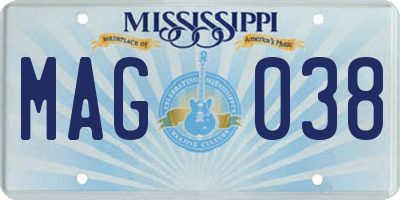 MS license plate MAG038