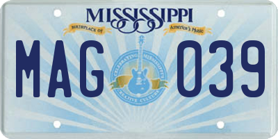 MS license plate MAG039
