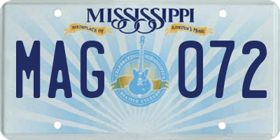 MS license plate MAG072