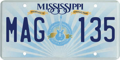 MS license plate MAG135