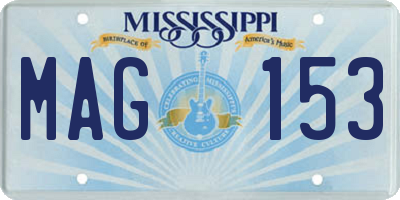MS license plate MAG153