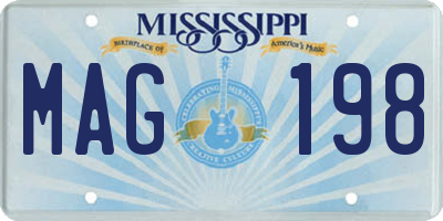 MS license plate MAG198