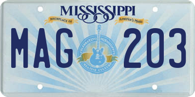 MS license plate MAG203